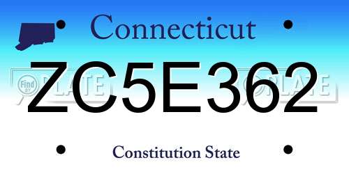 ZC5E362 Connecticut License Plate