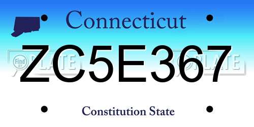 ZC5E367 Connecticut License Plate