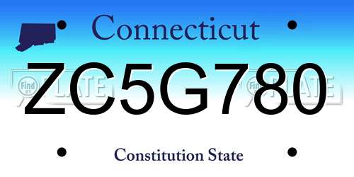 ZC5G780 Connecticut License Plate