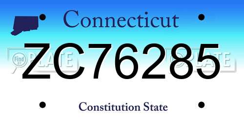 ZC76285 Connecticut License Plate