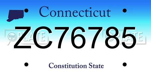 ZC76785 Connecticut License Plate