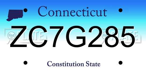 ZC7G285 Connecticut License Plate