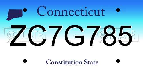 ZC7G785 Connecticut License Plate