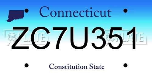 ZC7U351 Connecticut License Plate