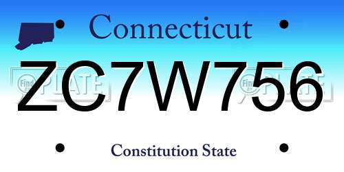 ZC7W756 Connecticut License Plate