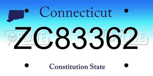 ZC83362 Connecticut License Plate