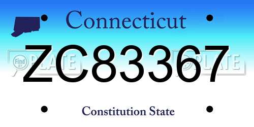 ZC83367 Connecticut License Plate