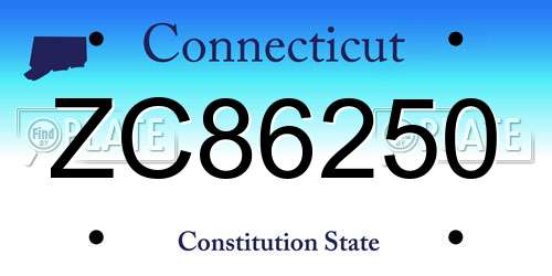ZC86250 Connecticut License Plate