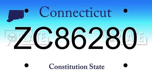 ZC86280 Connecticut License Plate