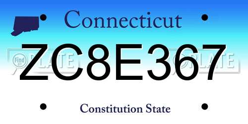 ZC8E367 Connecticut License Plate