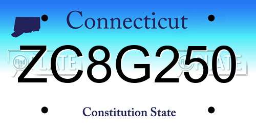 ZC8G250 Connecticut License Plate