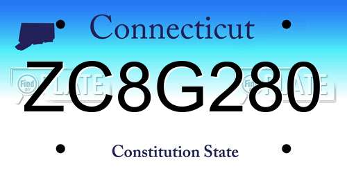 ZC8G280 Connecticut License Plate