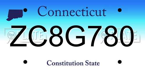 ZC8G780 Connecticut License Plate
