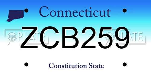 ZCB259 Connecticut License Plate