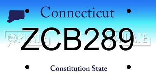 ZCB289 Connecticut License Plate