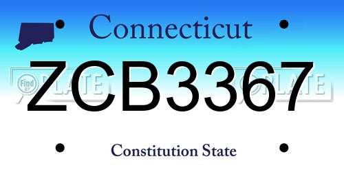 ZCB3367 Connecticut License Plate