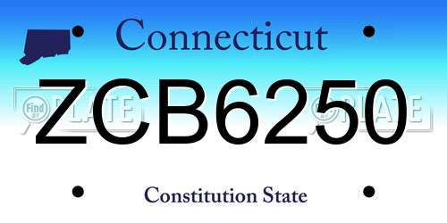 ZCB6250 Connecticut License Plate