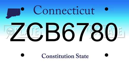 ZCB6780 Connecticut License Plate