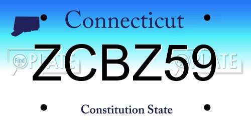 ZCBZ59 Connecticut License Plate
