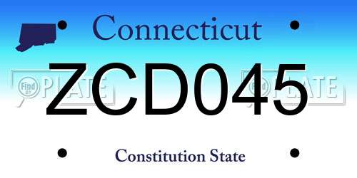 ZCD045 Connecticut License Plate