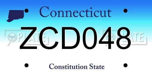 ZCD048 Connecticut License Plate