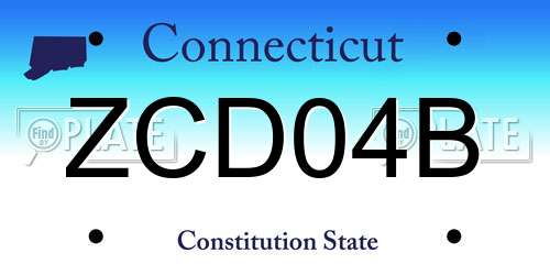 ZCD04B Connecticut License Plate
