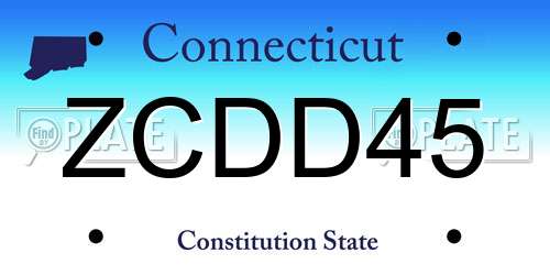 ZCDD45 Connecticut License Plate