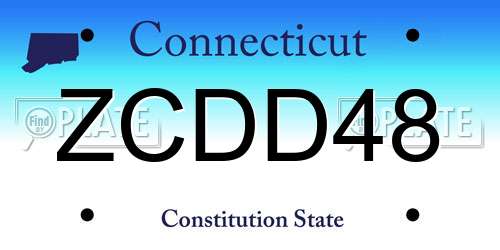 ZCDD48 Connecticut License Plate