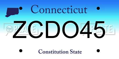 ZCDO45 Connecticut License Plate