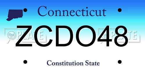 ZCDO48 Connecticut License Plate
