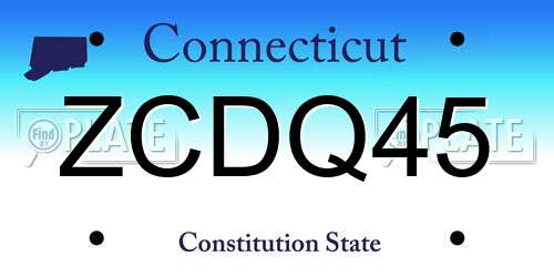 ZCDQ45 Connecticut License Plate