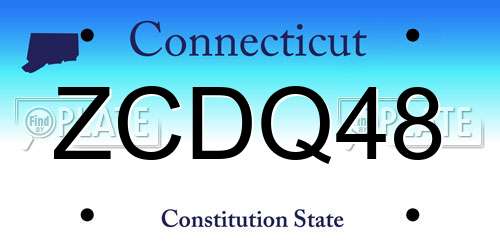 ZCDQ48 Connecticut License Plate