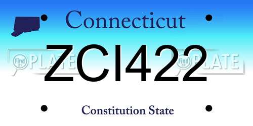 ZCI422 Connecticut License Plate