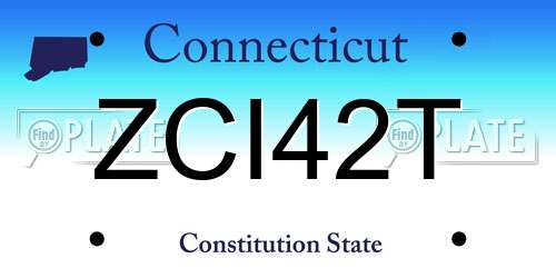 ZCI42T Connecticut License Plate