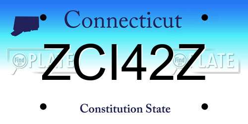 ZCI42Z Connecticut License Plate