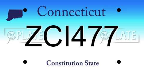 ZCI477 Connecticut License Plate
