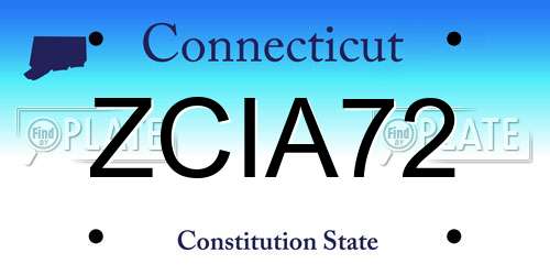 ZCIA72 Connecticut License Plate