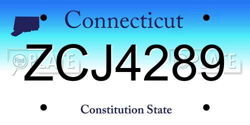 ZCJ4289 Connecticut License Plate