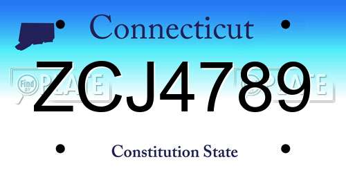 ZCJ4789 Connecticut License Plate