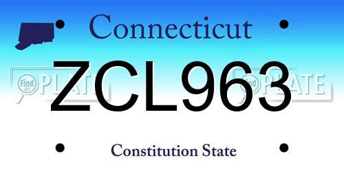 ZCL963 Connecticut License Plate