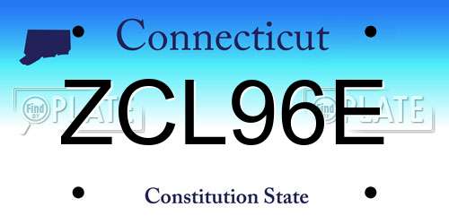 ZCL96E Connecticut License Plate
