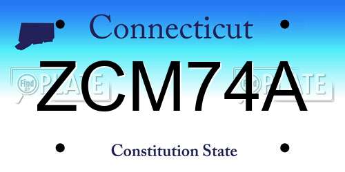ZCM74A Connecticut License Plate