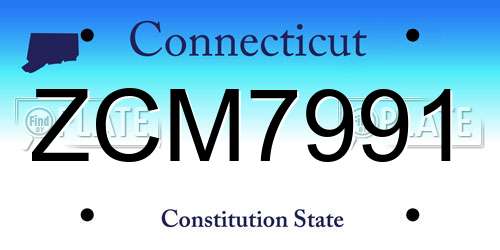 ZCM7991 Connecticut License Plate