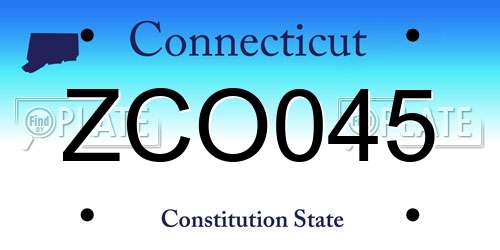 ZCO045 Connecticut License Plate