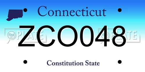 ZCO048 Connecticut License Plate
