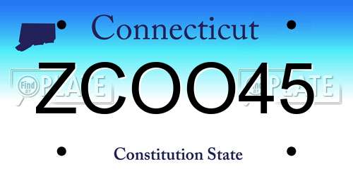 ZCOO45 Connecticut License Plate