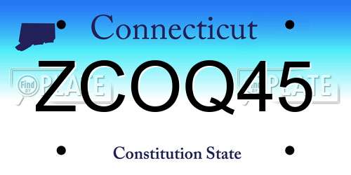 ZCOQ45 Connecticut License Plate