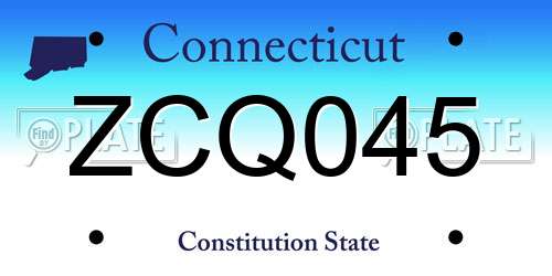 ZCQ045 Connecticut License Plate