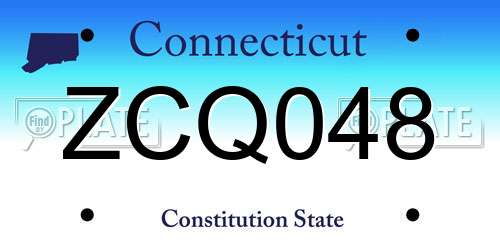 ZCQ048 Connecticut License Plate