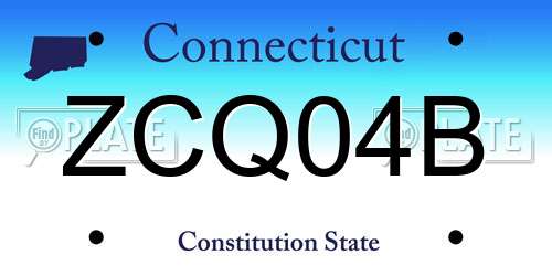 ZCQ04B Connecticut License Plate